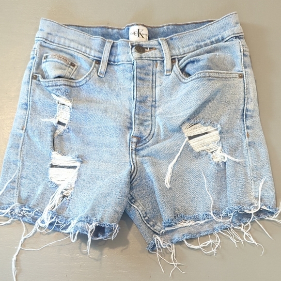 Calvin Klein Pants - Vintage Calvin Klein‎ Jean Shorts Distressed size 25 Button Fly